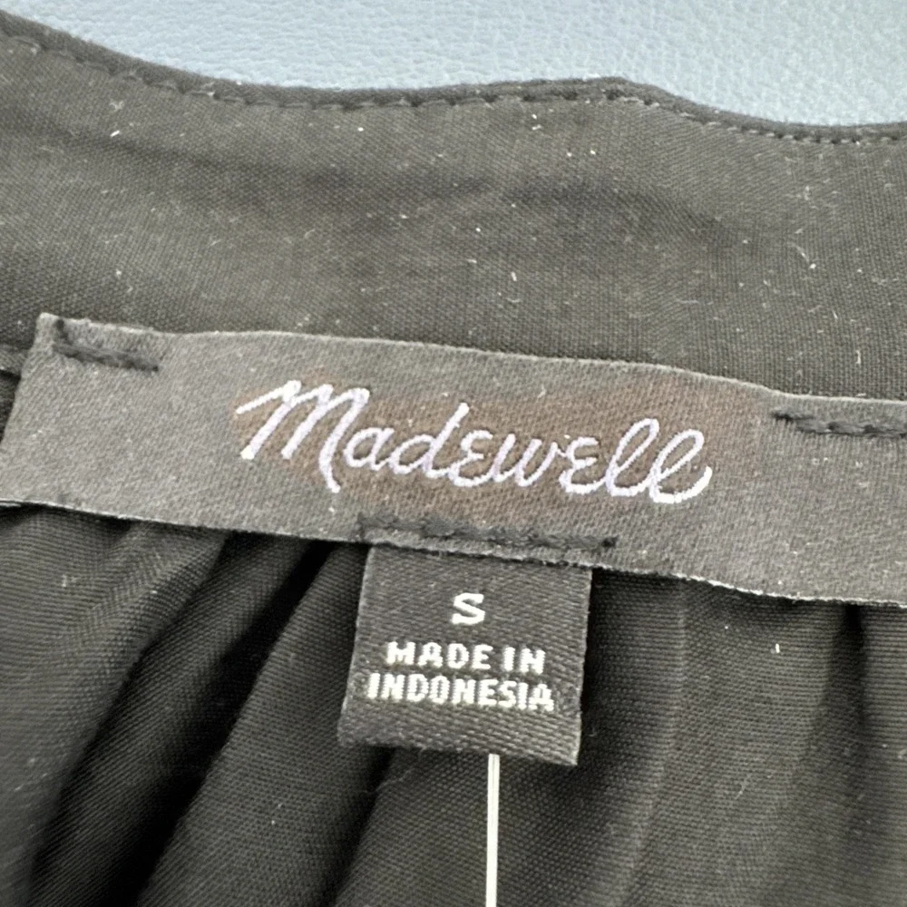 Madewell Women's S Shirred Balloon Sleeve Top Black NEW Business Office Romantic